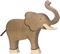 Holztiger 80148 Grand éléphant, trompe haute, gris