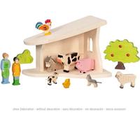 HOLZTIGER 80617 Crèche en Bois d'érable Faite à la Main avec Poinsettia, Couleurs à Base d'eau, favorise l'imagination et la créativité, fabriquée en Europe, 40 x 25 x 29 cm, à partir de 3 Ans