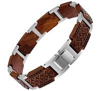 Holzwerk CLASSEE Bracelet en bois naturel pour homme et femme Marron Noir Or Réglable avec raccourcisseur de bracelet et boîte de rangement, Mittelgroße, Bois, Pas de gemme