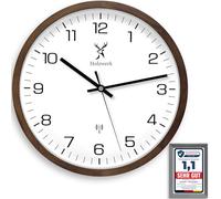 Holzwerk Felsberg Horloge murale radio-pilotée en bois de hêtre massif fabriquée à la main - Style vintage - Mouvement presque silencieux - En bois de hêtre naturel - Marron et blanc - 30 cm