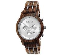 Holzwerk Germany Montre de designer pour femme fabriquée à la main - En bois naturel - Chronographe - Montre à quartz analogique - Cadran en bois - Noir/marron/argenté, Marron/argenté, Bracelet