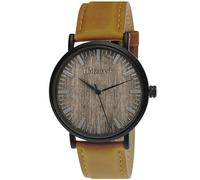 Holzwerk Germany Montre plate fabriquée à la main - Unisexe - Pour homme et femme - Bracelet en bois naturel - Analogique - Classique - Bracelet en cuir marron et cadran en bois