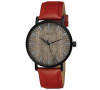 Holzwerk Germany Montre plate fabriquée à la main - Unisexe - Pour homme et femme - Bracelet en bois naturel - Analogique - Classique - Bracelet en cuir marron et noir, rouge, lanière
