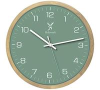 Holzwerk Horloge murale en bois naturel vintage silencieuse sans bruit de tic-tac vert hêtre blanc presque silencieuse en bois massif fait à la main 30 cm