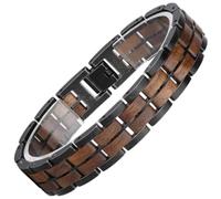 Holzwerk KRIENSEE Bracelet en bois naturel pour homme et femme Marron Noir Réglable avec raccourcisseur de bracelet et boîte de rangement, Mittelgroße, Bois, Pas de gemme