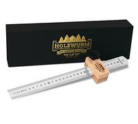 HOLZWURM Trusquin avec règle en acier inoxydable - 300 mm - Pour un travail précis.