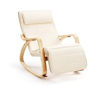 Hom&Com - Rocking-Chair Ergonomique pour Adultes - Fauteuil Relax D’intérieur avec Repose-Pieds, Chaise À Bascule Confortable pour Salon Et Maman Allaitement - 160 kg (Beige)
