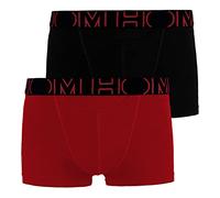 HOM H01 Lot de 2 boxers basiques pour homme en coton doux Noir, -D045 rouge/noir, XXL