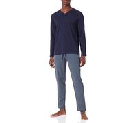 Hom Homme Eze Long Sleepwear Ensemble de pijama, Haut: Imprimé Baroque Marine Bleu et Jaune Fluo Bas: Marine Uni, S EU