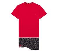 HOM Pyjama Court Charli Ensemble de Pijama, Haut: Rouge uniBas: imprimé Pois Multico Fond Noir, M Homme