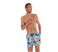 HOM Short de Bain Port CROS Board, Imprimé Carte Postale Losanges, Orange/Bleu, L Men's