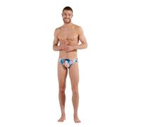 HOM Slip de Bain Port CROS Swim Briefs, Imprimé Carte Postale Losanges, Orange/Bleu, M Men's