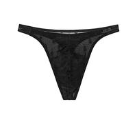 HOM String Dark Thong Panties, Noir, XL Men's