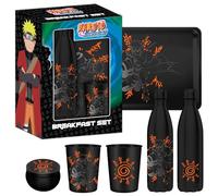 Homadict - Coffret Cadeau Naruto - Bouteille Isotherme + Plateau Métal + Petite Boîte Métal + Gobelet Métal - Licence Officielle Naruto