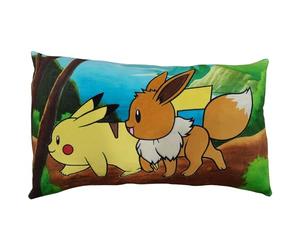 HÔMADICT - Coussin Pokémon - Evoli Et Pikachu BFF - Accessoire Décoratif - Doux et Moelleux - 60 X 30 cm - Licence Officiel