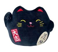 Hômadict Maneki Neko Peluche Chat Porte Bonheur Noir Douce et Brodé 40 CM