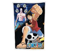 HÔMADICT One Piece Plaid Sherpa 100x150cm - Couverture Polaire pour Fan de Mangas - Luffy et Attaque Enner - Chaud - Doux - Qualité Elevée - Confortable - Licence Officielle, Noir