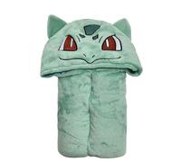 Homadict - Plaid à Capuche Pokémon - Bulbizarre - 120x150cm - Doux & Confortable - Licence Officielle, Jaune