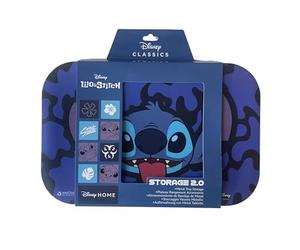 Homadict Plateau multiusage Sticth Bleu avec Couvercle Magnétique - pour Rangement, Décoration, Service - 29 x 19 centimètre - Licence Officielle Disney