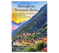 Homage an Hermann Hesse- KI-Kunst angelehnt an den Stil von Hermann Hesse mit Zitaten von Hermann Hesse (Wandkalender 2026 DIN A2 hoch), CALVENDO ... gepaart mit Zitaten von Hermann Hesse