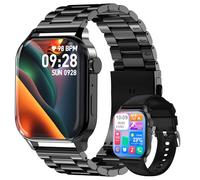 Homailida Montre Connectée Homme, avec 2 Bracelets Réglables, avec la Fonction D'appel et L'assistant Vocal, 100+ Modes Sportifs, Style d'affaires, Compatible avec Android et iOS, Smartwatch Noir