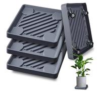 Homaisson Lot de 4 supports de plantes carrés avec roues cachées, bases de pots de fleurs robustes, bases de pots de fleurs à roulettes, soucoupes pour plantes pour intérieur et extérieur