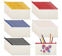 Homaisson Lot de 50 trousses à crayons en toile vierge avec fermeture éclair, 20,6 x 11,9 cm, pochette de voyage pour articles de toilette, travaux manuels, articles divers, blanc, Tendance