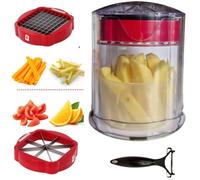 Homaiz Coupe Frites Manuel | Découpe légumes Multifonction |Coupe Pomme |Pomme de Terre |Oignon |Fruits| Accessoire Cuisine| Rapide |Deux lames en inox interchangeables| Le Plus: épluche Offert