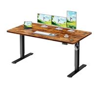 Homall Bureau Assis Debout 140 x 60 cm, Bureaux Électrique Table Réglable en Hauteur avec Chargeur USB, Rappel de sédentarité, 3 Positions Mémorisables, Marron