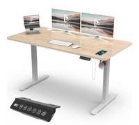 Homall Bureau Assis Debout 140 x 60 cm, Bureaux Électrique Table Réglable en Hauteur avec Chargeur USB, Rappel de sédentarité, 3 Positions Mémorisables, Beige