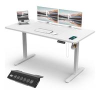 Homall Bureau Assis Debout 140 x 60 cm, Bureaux Électrique Table Réglable en Hauteur avec Chargeur USB, Rappel de sédentarité, 3 Positions Mémorisables, Blanc