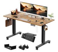 Homall Bureau Assis-Debout Électrique 140x80 Bois Massif · Plateau Profond 80cm · 72-118cm · Mémoire USB · Effet bois brûlé
