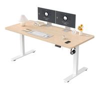 Homall Bureau Assis Debout Électrique 160x70 Beige - Mémoire & USB - Réglable 73-118cm - Système Anti-collision