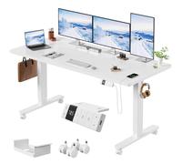 Homall Bureau Assis-Debout Électrique 160x80 Blanc · Réglable 72-118cm · Mémoire · Charge 70kg