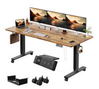 Homall Bureau Assis-Debout Électrique 180x80 · Plateau Profond 80cm · 72-118cm · Mémoire USB · Effet bois brûlé