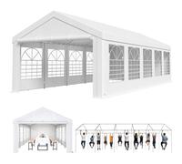 Homall Tente de réception 4x10,Armature métallique Barnum,tonnelle stabil-26 Crochets au Sol 4 Cordes résistantes au Vent,Grande Tente de Mariage de Luxe pavillon de Jardin 40m²,Blanc