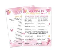 HOMANGA Who Knows The Birthday Girl Best, Birthday Would She Rather, cartes de jeu d'anniversaire pour filles, femmes, soirée pyjama - 15 x 20 cm (lot de 30, rose, double face)