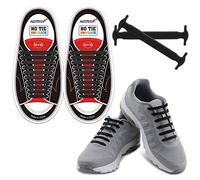 HOMAR Lacets élastiques pour adultes - Lacets plats sans nœud - En silicone - Parfaits pour les baskets, bottes Oxford et chaussures de loisirs - Noir
