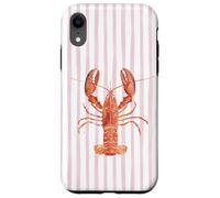 Homard Aquarelle sur Rayures Roses Italia Summer Coque pour iPhone XR