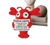 Homard au crochet inspirant - Jouet de motivation | Homard animal au crochet positif | Cadeau de motivation tricoté à la main pour la fête des mères, la fête des pères, un anniversaire, Noël ou les am