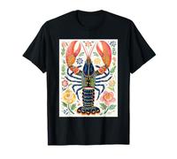 Homard Floral Fleurs colorées Botanique Fruits de mer Art Populaire T-Shirt