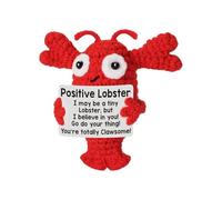 Homard positif au crochet inspirant | Petits animaux tricotés à la main - Jouet de motivation pour maman, collègue, adolescente, enseignante, anniversaire, Noël, mères