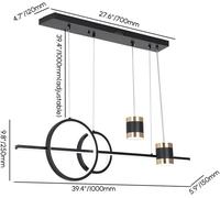Homary Lampe à suspendre géométrique étoilée moderne pour îlot de cuisine - Noir