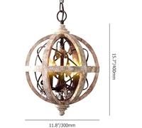 Homary Lustre Rétro Rustique 3 Lampes, Plafonnier Industriel Ajustable avec Bois Vieilli, Sphère en Métal et Accents en Cristal pour Îlot de Cuisine, Salle à Manger et Chambre