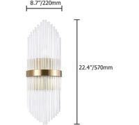 Homary Striaged Applique Murale Dorée 2 Lumières - Luminaire Moderne en Verre et Métal pour Salle de Bain, Salon et Couloir