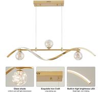 Homary Suspension LED Linéaire 4 Lumières pour Îlot de Cuisine, Intensité Variable, Finition Dorée, Luminaire de Salle à Manger au-dessus de la table