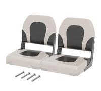 HOMASIS 2 Sièges pour Bateau Pliables, Chaises de Yacht Ergonomiques avec Rembourrages Imperméables et Dossier Haut avec Sangles et Vis de Fixation (Gris, 42 x 51 x 49 cm)