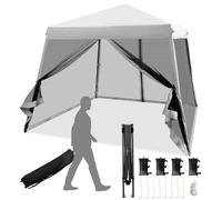 HOMASIS 3 x 3 mTonnelle Pop-up réglable en Hauteur avec moustiquaires, 4 Sacs de Sable,Sac de Transport sur roulettes, UPF 50+, Tente de réception Pliable pour Jardin, terrasse