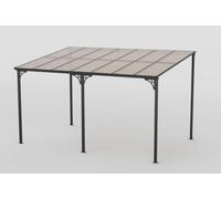HOMASIS 3x4m Pergola Murale Extérieure à Toit Incliné,Tonnelle de Jardin Cadre en Métal, Pavillon avec Protection Solaire, Auvent Ombrage Imperméable pour Patio Terrasse Porche Cour