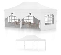 HOMASIS 3x6m Gazebo de Jardin,Tonnelle d'extérieur Pop Up Durable avec 6 Panneaux latéraux et fenêtres, 3 hauteurs réglables, Tente de Jardin pour Mariages, fêtes (Blanc)